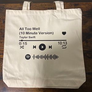 🧣 Taylor Swift All Too Well inspired canvas tote with zipper